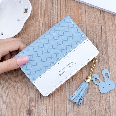 Geometria retalhos borla carteira feminina zíper curto grande capacidade moeda bolsa casual breve titular do cartão bolso moda saco de embreagem: 15