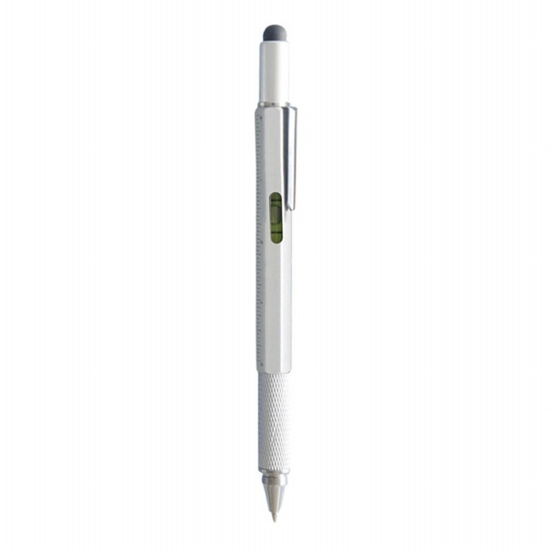 Stylo multi-outils à boîtier métallique stylet à écran tactile multifonction avec tournevis à règle à niveau à bulle