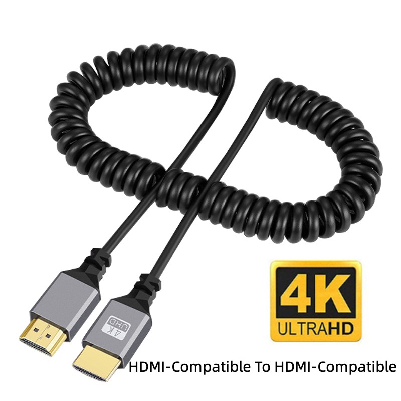 4K @ 60HZ 0,5-2,4 M Compatible con HDMI a HD/MINI HD/Micro HD/extensión en espiral Cable espiral Flexible Cable de enchufe macho a macho para HDT
