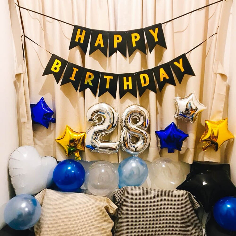 1set Adult Kids Happy Birthday Ballon Letter Banner Gold Confetti Helium Latex Ballon Party Decorations Air Balls Globos
