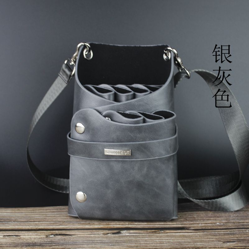 PU Kapper Haar Schaar Tas Kappers Holster Pouch Holder Case Bag met Taille Schouder Riem Haar Tool: Grijs