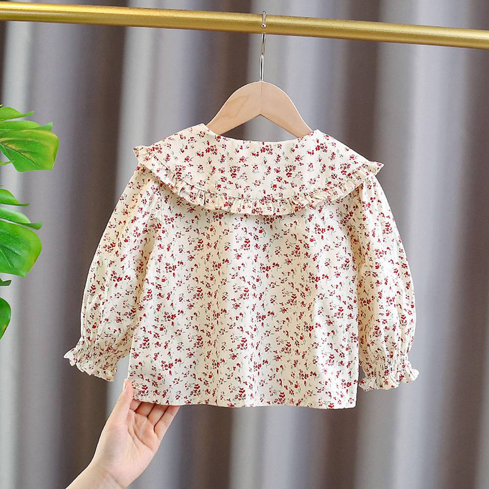 Zoete Meisjes Kids Flora Shirt Lente Herfst Lange Mouw Kinderen Baby Basic Blouse Tops Outfits ADK223