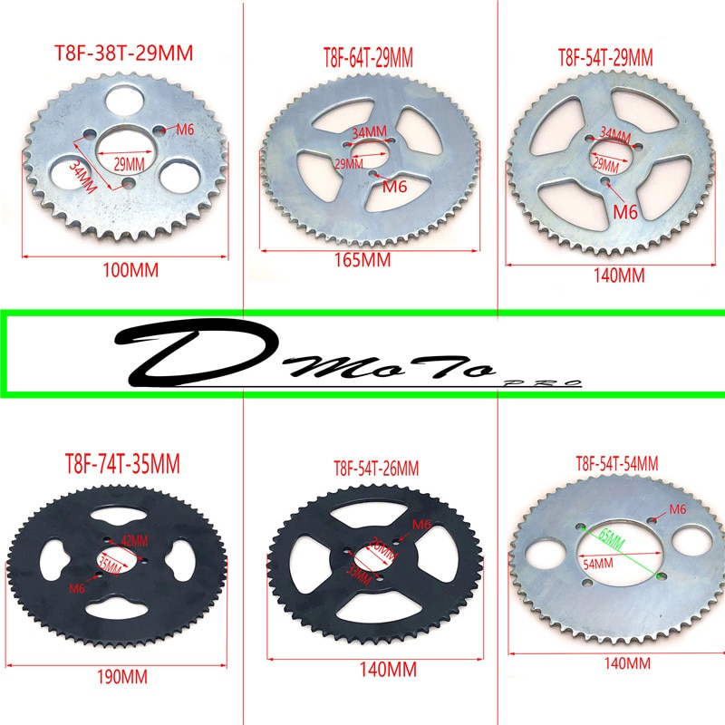 38 44 54 64 74 tand 38t 44t 54t 64t 74t t8f 35mm baghjul mini moto atv quad dirt pit pocket bike cross 47cc 49cc dele