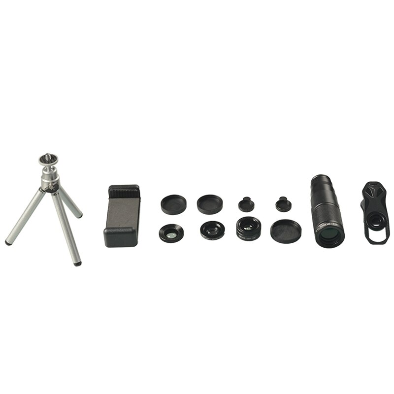 APEXEL Phone Camera Lens Kit 4 in 1 Telephoto Zoom 22X Lens Telescope Monocular Wide Macro Fisheye Lens Tripod