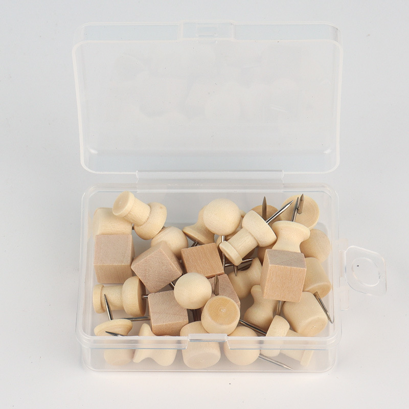 1Box Wood Push Pin Decoration Thumb Tacks Wooden Head Pin Wood Map Tacks Marking Pin For Cork Boards Bulletin DIY Craft Projects: army green