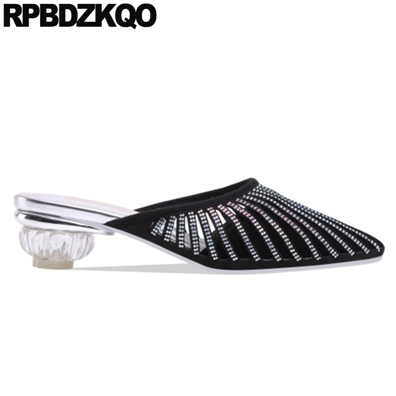 Zapatos de tacón alto con punta de Punta Negra zapatillas gruesas de talla baja 4 34 zapatos de de europea para mujer de lujo zapatos nuevos zapatos