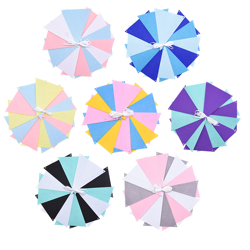 12 flaggor 2.5 meter födelsedagsbunting banderoller vimpel baby shower bröllopsgirland non-woven flaggor för fest heminredning rekvisita
