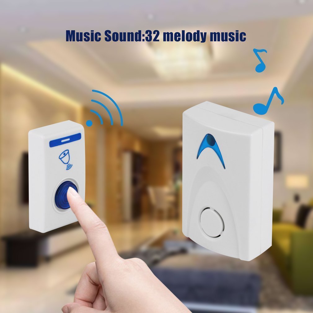 Wireless 504D LED Chime Door Bell Doorbell & Wireless Remote control 32 Tune Songs White Home Security Use Smart Door Bell