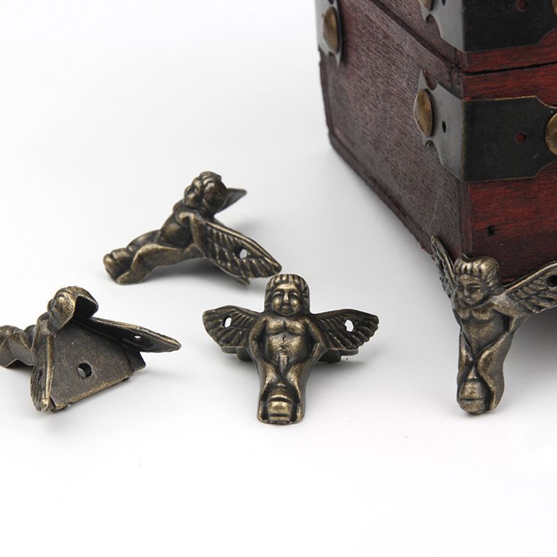 4 stk antik bronze engle æske trækasse hjørnebeskytter møbelindretning