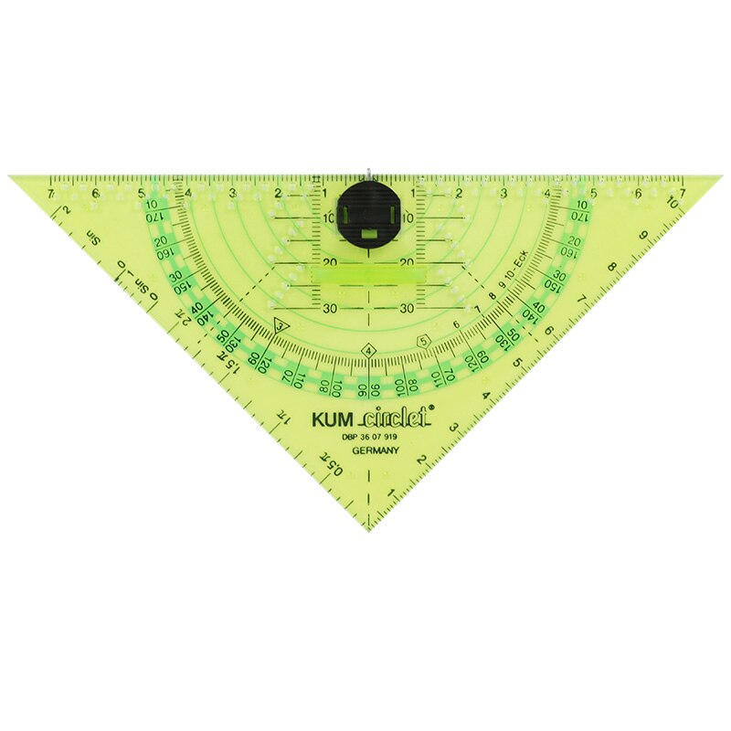 Germany Kumm 293c Compasses Ruler Protractor Set Square Four-in-One High Transparent Multi-Function Set Square: Green