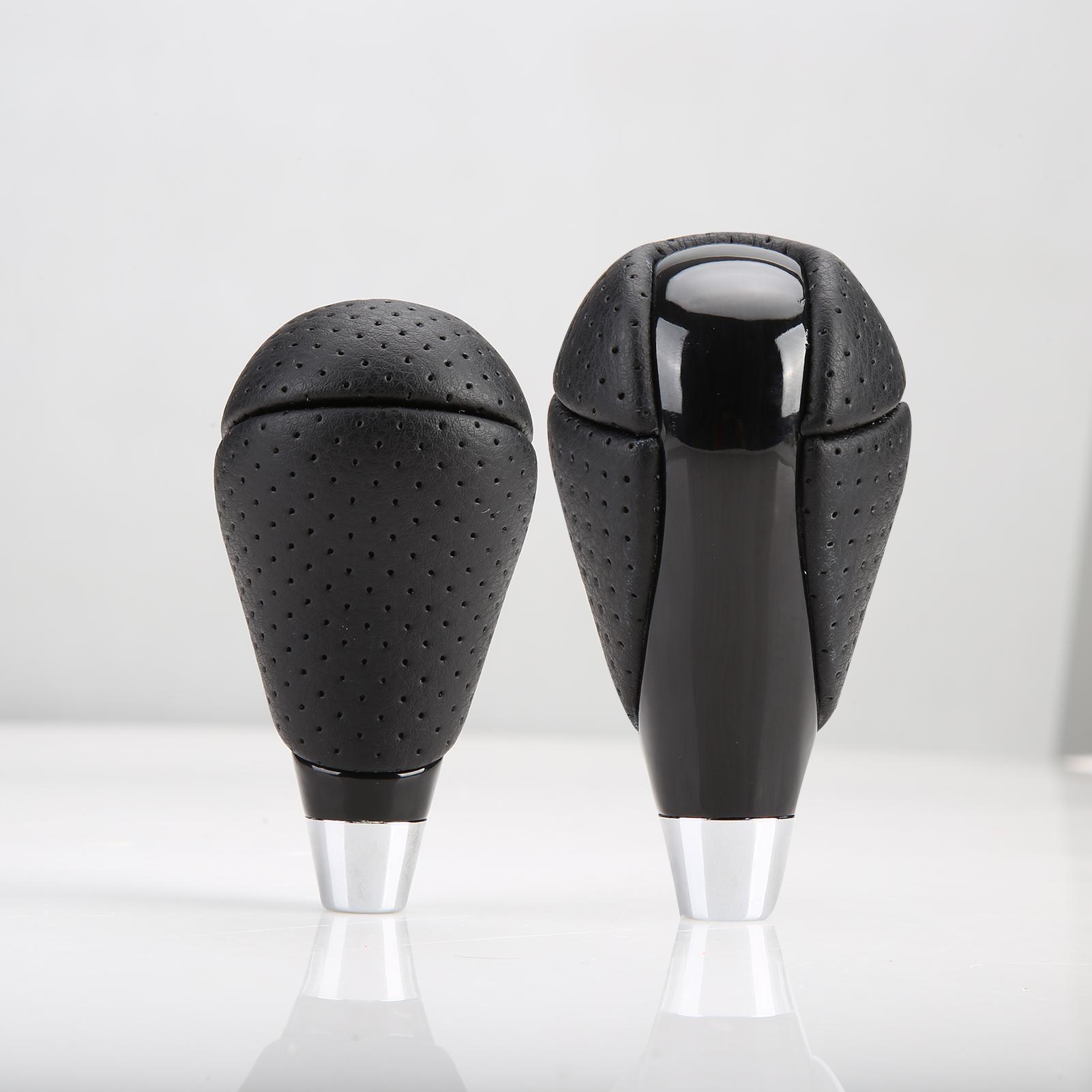 Carbon Fiber Black Faux Leather Gear Shift Knob Electroplating Gear Stick Level Suit for Toyota Lexus Mazda