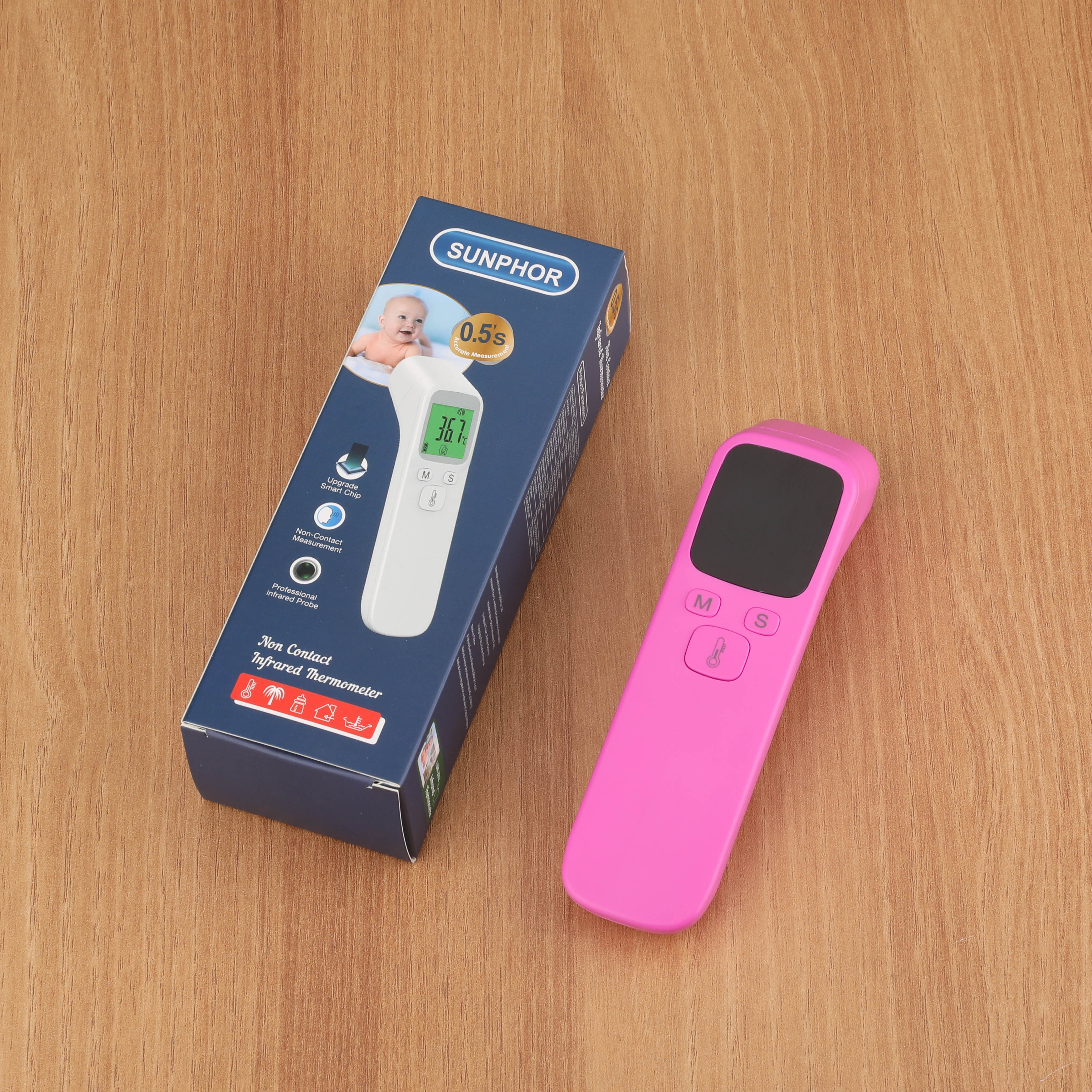 Contactloze infrarood thermometer met 3 kleuren lcd-achtergrondverlichting voor menselijke baby's en volwassenen, infrarood digitale thermometer
