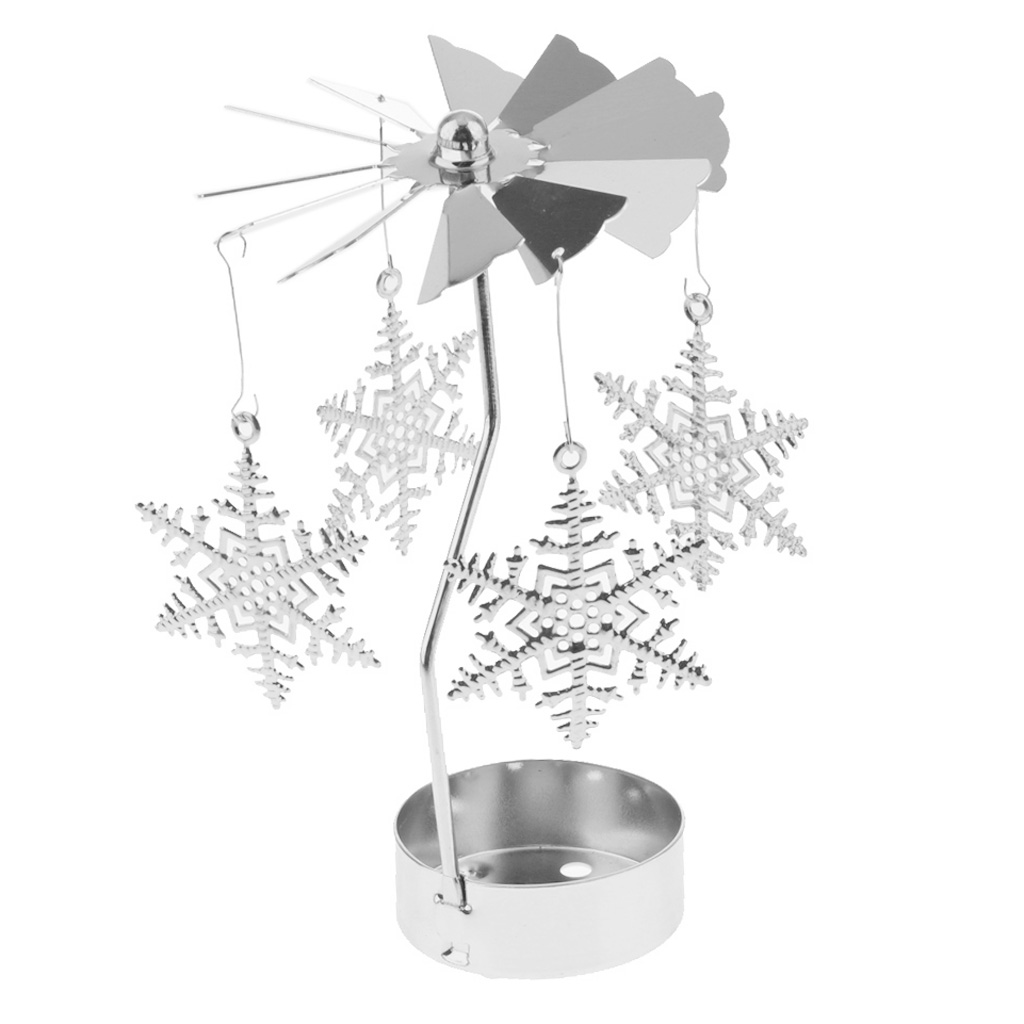 1x Thee Licht Kaars Houder Zilver Roterende Stijl Kandelaar Xmas Decor: Snowflake
