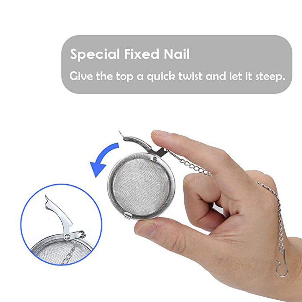 Stainless Steel Strainer Tea Ball Filter Diffuser With Extended Chain Hook 2PC Sphere Mesh Tea Herb Spice Filter Diffuser #