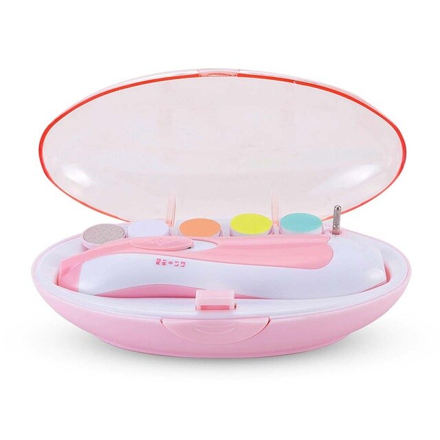 Portable Electric Safe Nail Clipper Cutter Baby Trimmer Manicure Pedicure Clipper Scissors Kids Infant Baby Cutter Nail Care: pink