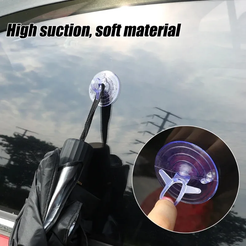 Ventosa de fijación para parasol de coche, 10 Uds., 45mm, ventosa de goma negra/transparente, gancho de ventosa, accesorios de sujeción con Clip para coche