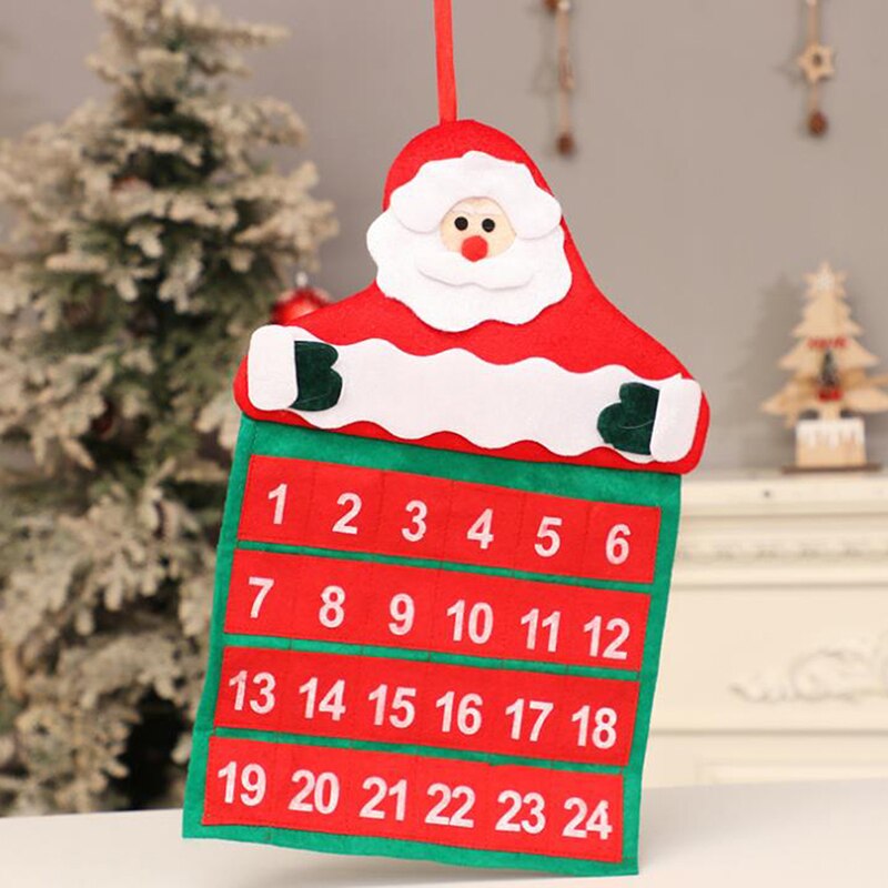 1pcs Christmas Advent Calendar Santa Claus Snowman Elk With Cloth Hooks Decoration
