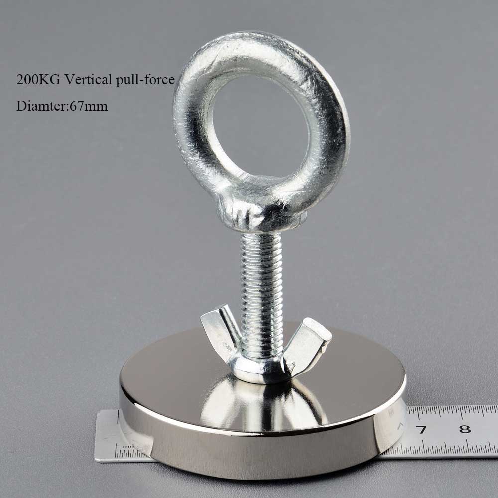 Imán fuerte de pesca de neodimio N52, imanes de disco redondo, búsqueda, Base de Material magnético, 200-600KG: 200KG  Ni