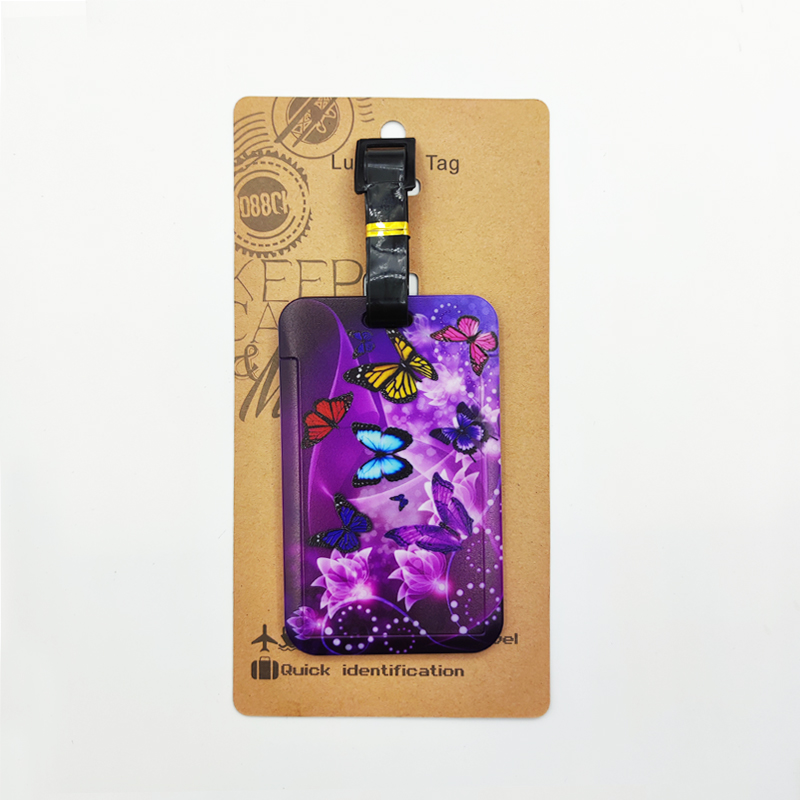 Etiqueta de equipaje de mariposa para mujer, etiqueta de equipaje de viaje para niñas, soporte de dirección de identificación, equipaje de embarque, billete de maleta portátil: Verde