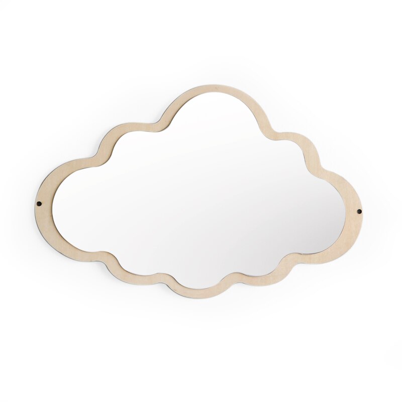 Nordisk skandinavien stil kawaii barnkammare dekorativ spegel väggmålning venetiansk badrum rund plexiglas vägg spegel dekorativ spegel: Moln