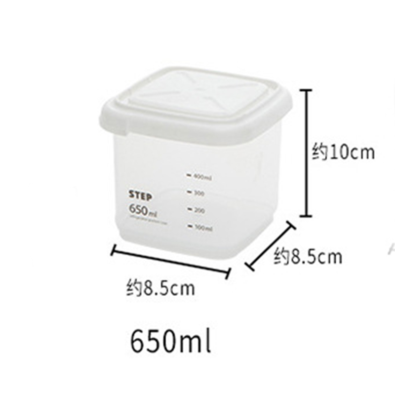4 Different Capacity Plastic Sealed Cans Kitchen Storage Box Transparent Food Canister Keep Fresh Clear Container Pasta Box: 650ML