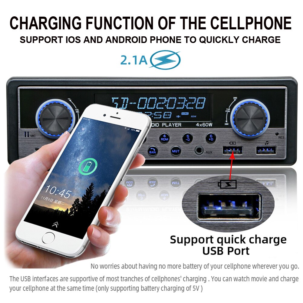 Auto Multimedia Speler Auto Radio Autoradio Met Bluetooth Fm Stereo Audio MP3 Ontvanger Usb Radio Automotive Elektronische Onderdelen