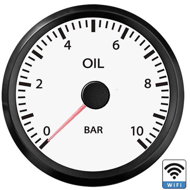 Manomètre d&#39;huile WiFi 52mm, 0-10bar, Support étanche Programmable PC/ordinateur portable/téléphone portable pour 0-190ohm 240-33ohm 12/24V: TD52W-P10-WN