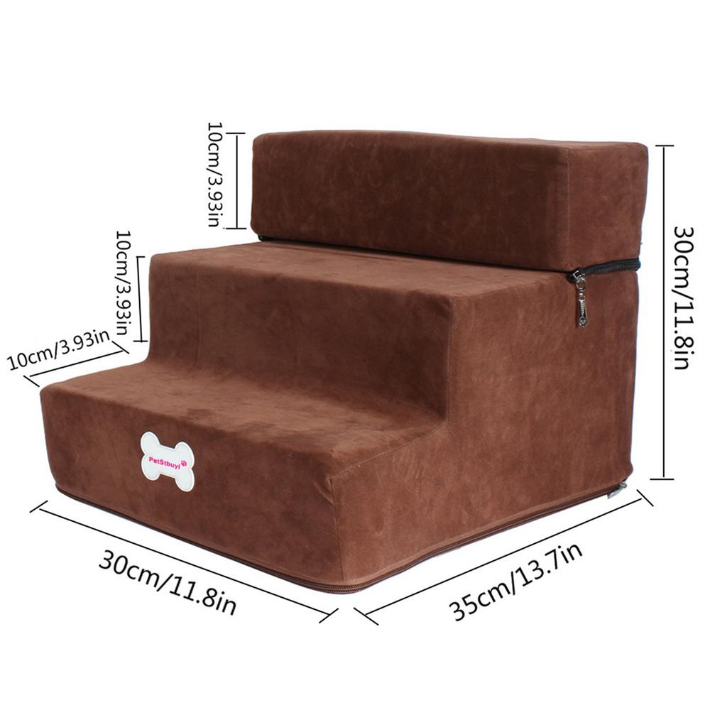 Escalier à 3 Marches pour Petit Chien et Chat, Rampe, Échelle Anti-Alde, 30cm, Fournitures pour Animaux de Compagnie: Marron