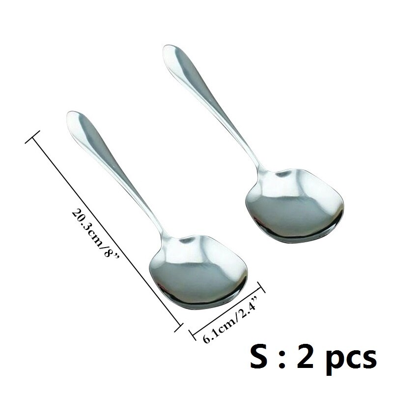 Salad Serving Spoon Stainless steel Table Spoon Set Public Buffet Dinner Spoon Long Handle Christmas Restaurant Party Tableware: 2pcs  Small spoon