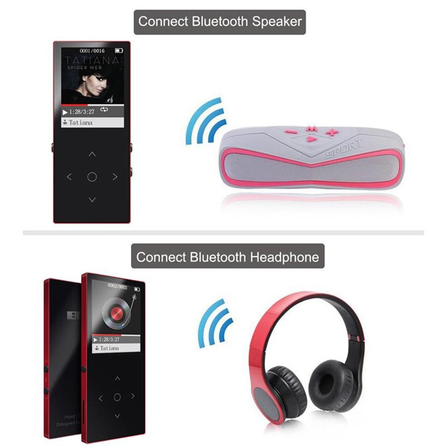 Bluetooth MP3 MP4 Player FM Radio BENJIE K8 MP4 Touch Screen Build in Speaker 8GB Music Player Lossless HiFi Sound Video Player