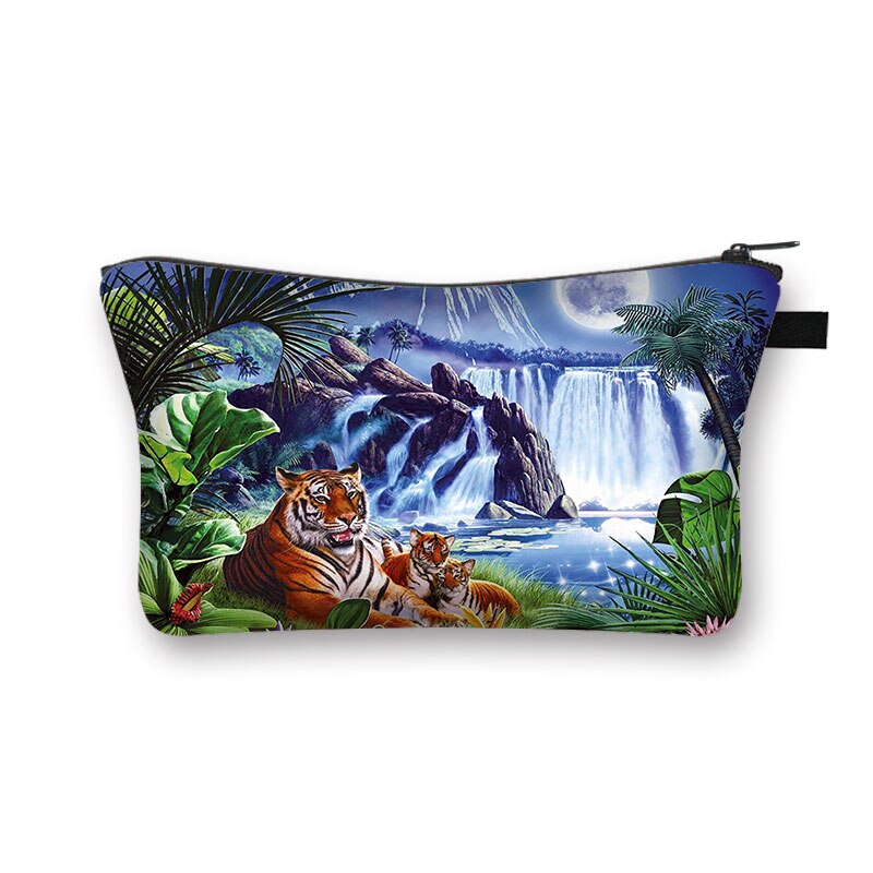 Biały nadruk tygrysa kosmetyczka moda kosmetyczka kosmetyczka torebka na suwak Organizer podróżna kosmetyczka kosmetyczka dziewczyny Mini torebka: shzbtiger20