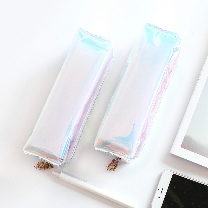 1pcs kawaii Simple transparent pencil box cute Pink pattern Office Student pencil boxs School Supplies Pen Box Astuccio Scuola