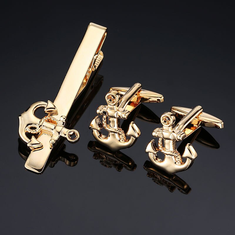 Novelty Cuff links necktie clip for tie pin for men's Hand engraving tie bars cufflinks tie clip set Jewelry: 12