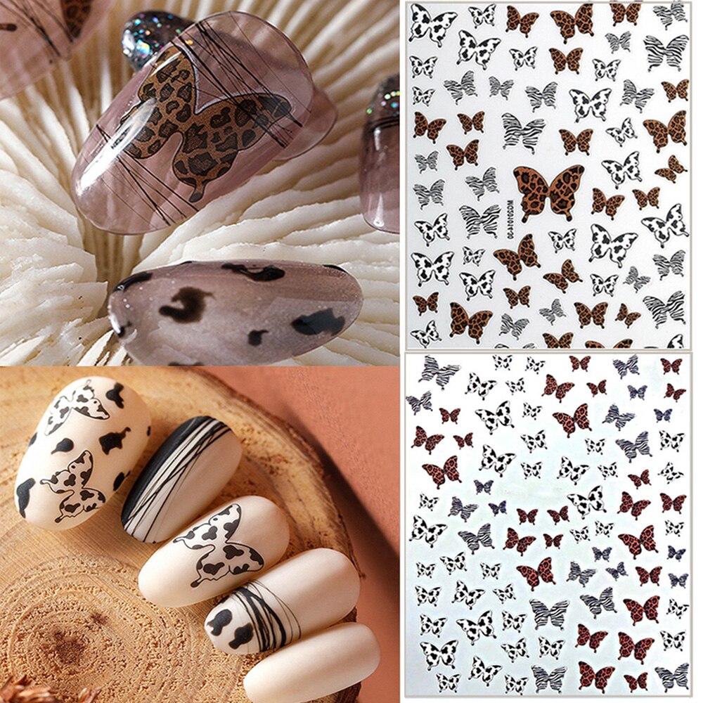 3D Nail Art Stickers Bohemen Stijl Luipaard Vlinder Print Nagels Stickers Sticker Voor Nagels Decoraties Manicure