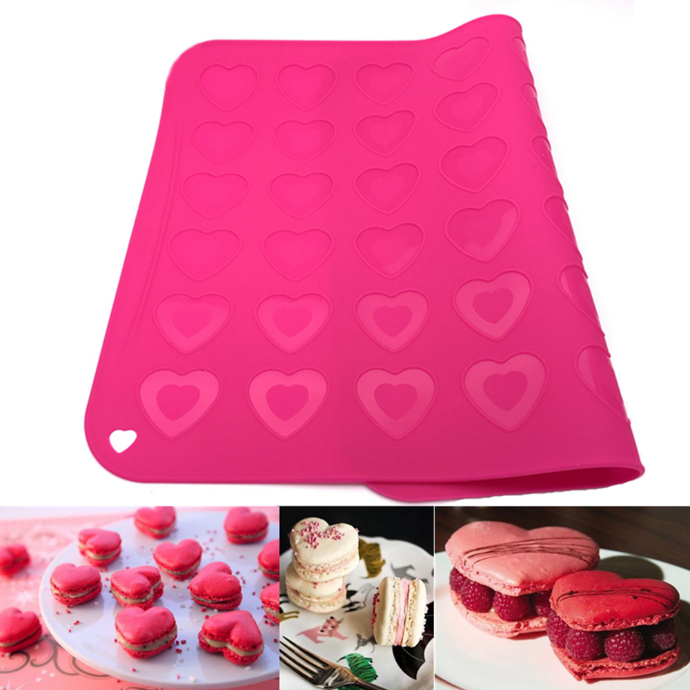 42 harten Vorm Macaron Mallen Food Grade Siliconen Bakvormen Muffin Oven Pad Bakplaat Liner Fondant Cake Gebak Mat Keuken gad