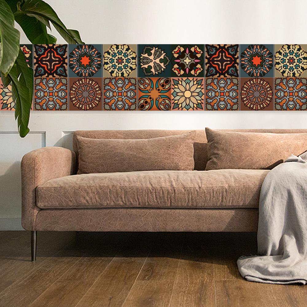 Blommönster tapet trappklistermärke retro marockansk stil kakel väggdekaler kök badrum toalett midja linje heminredning