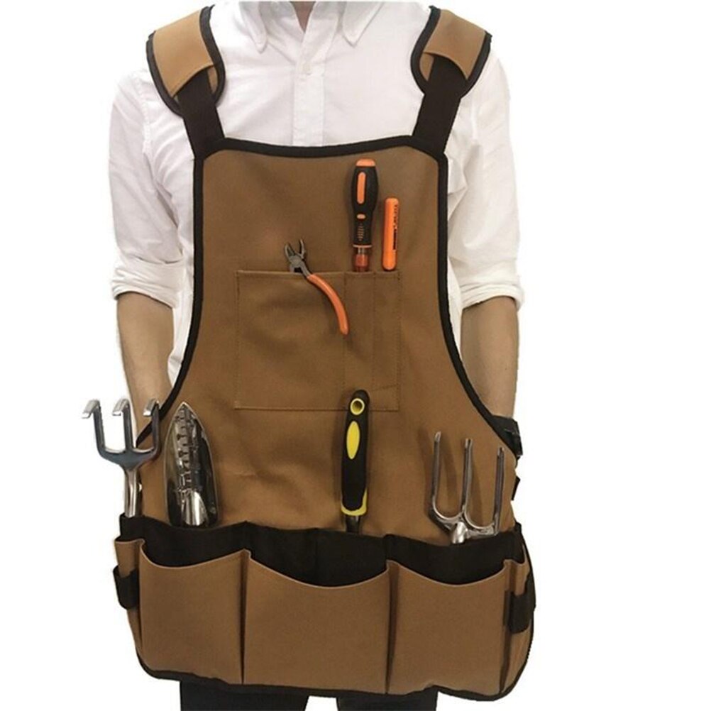 WINOMO Women Garden Apron Multipurpose Multi-Pockets Utility Durable Lightweight Apron for Workers Watering Garden Cleaner