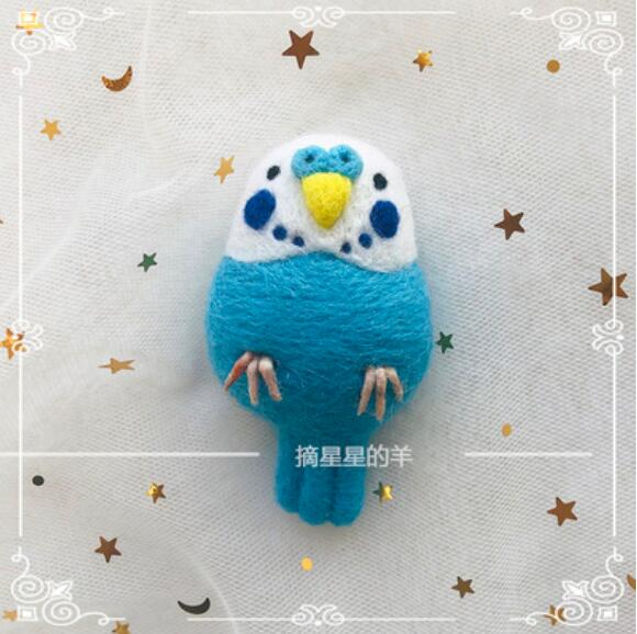 Sparrow-kit de bordado de lana de pájaro y loro, llavero de fieltro de aguja, artesanía artesanal, hecho a mano: C