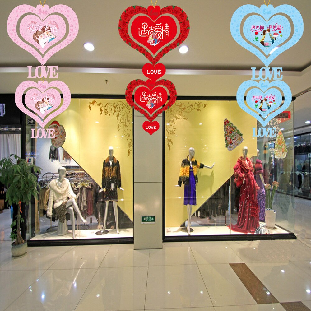 Lovers' Day Decorations Valentine's Day Decorative Shopping Mall Jewelry Shop Heart Pendant Bracelet Charm Sce