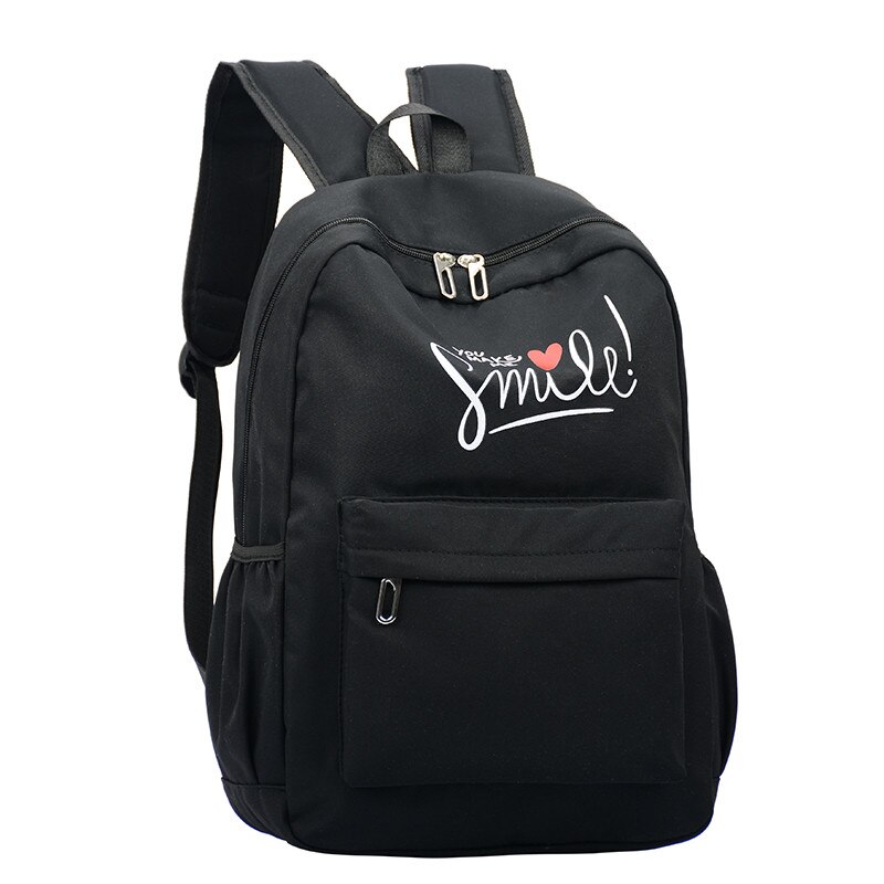 Preppy Style femmes sac d'école voyage sac à dos pour filles adolescents pochette d'ordinateur sac à dos fille cartable: black