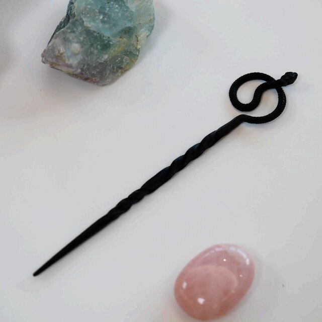 14cm wąż szpilka czarownica akcesoria włosy kij w kształcie węża metalowe robić włosów kij Wicca stroik punk pogański czary szpilka prezent: Czysty złoty