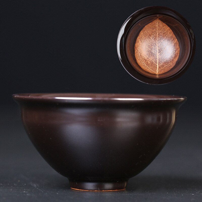 Neue Keramik Tee Tasse Muyezhan Tianmu Einzigen Tasse Maulbeere Blatt Echt Blatt Tee-einstellen Tasse Tee Schüssel Geformt Meister Tasse kung Fu Tee Tasse: C