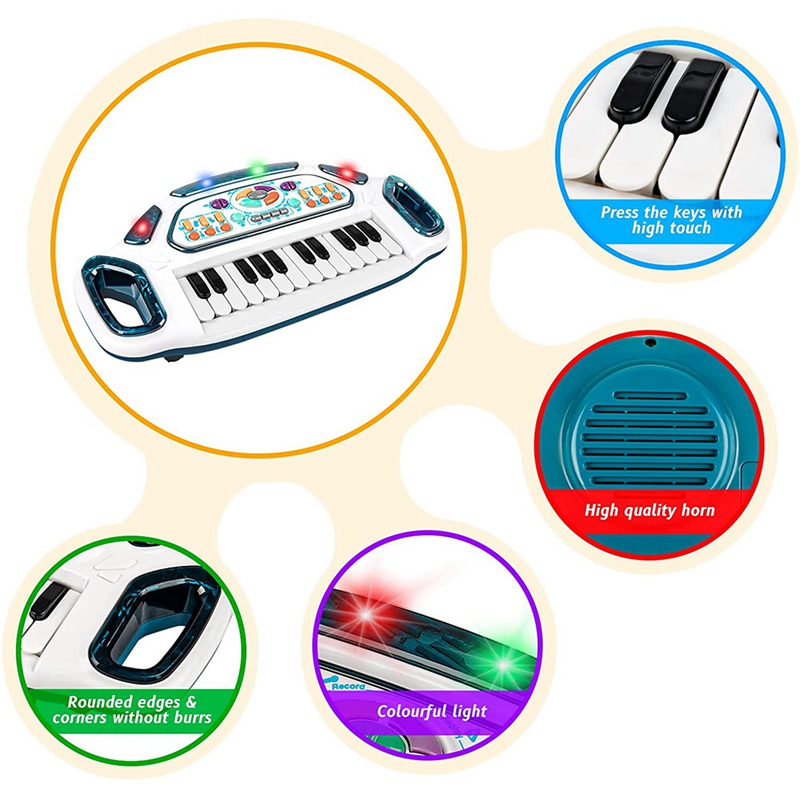 Teclado de Piano multifuncional para niños, Piano Electrónico de 24 teclas con luz, puede tocar juguetes musicales para niños y niñas