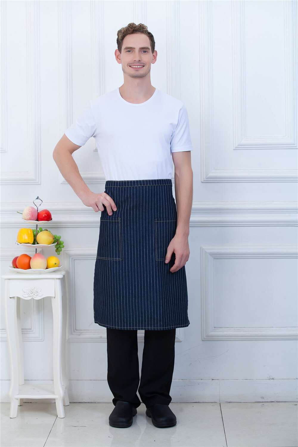 Food Service Kitchen Cooking Chef Half Apron Restaurant Cafe Catering Baker Waiter Waitress Couple Work Wear Uniform: Men1
