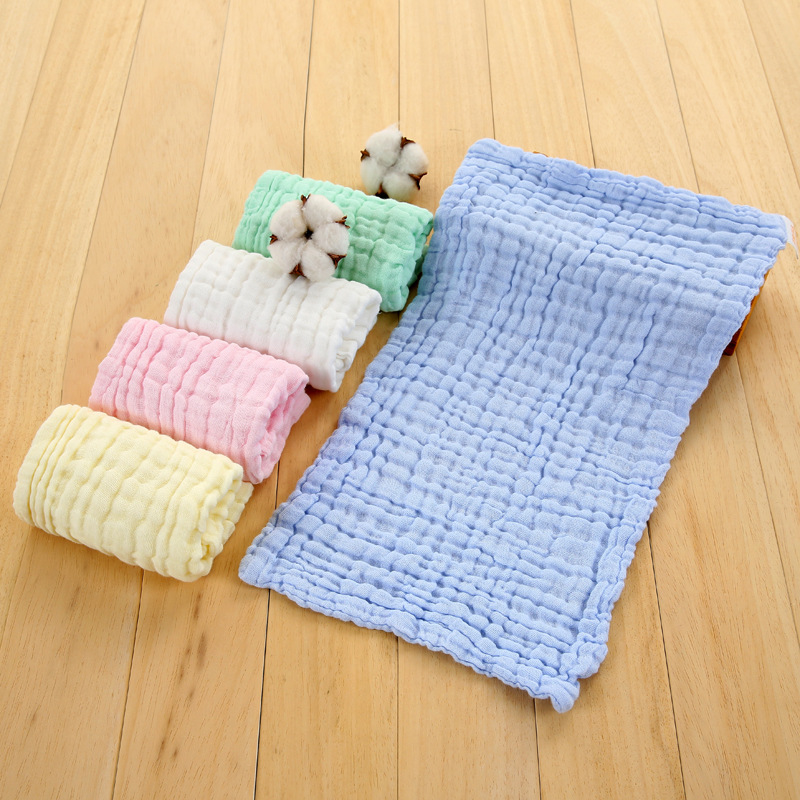 Toalla pequeña de 25x50cm, toallas de algodón de gasa suave de Color sólido, toalla facial plegable lavable para niños, pañuelo de secado rápido para baño