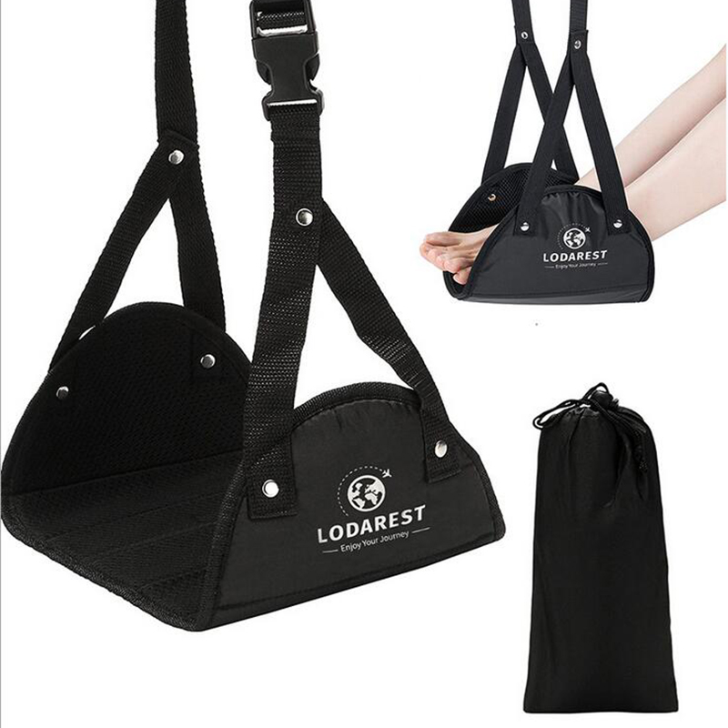 Hamaca de pierna elevada para avión, reposapiés con bolsa de transporte, eslinga de Pie ajustable para escritorio de oficina