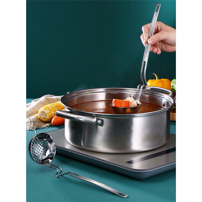 1Pc Mini Thick Stainless Steel Bending Pot Soup Spoon Pot Spoon Wall Hanging Porridge Spoon Kitchenware Cooking Tool