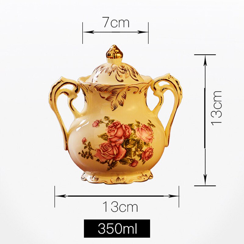 Cuenco de azúcar de porcelana de marfil YeFine, jarra de leche de cerámica, recipientes de almacenamiento de alimentos, herramientas de cocina, accesorios de café y té, flor rosa