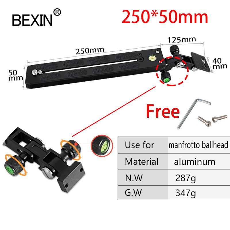 Lange Telephot Lens Ondersteuning Adapter Beugel Lange Focus Lens Camera Houder Ondersteuning Quick Release Plate Voor Manfrotto Statief: 250x50mm