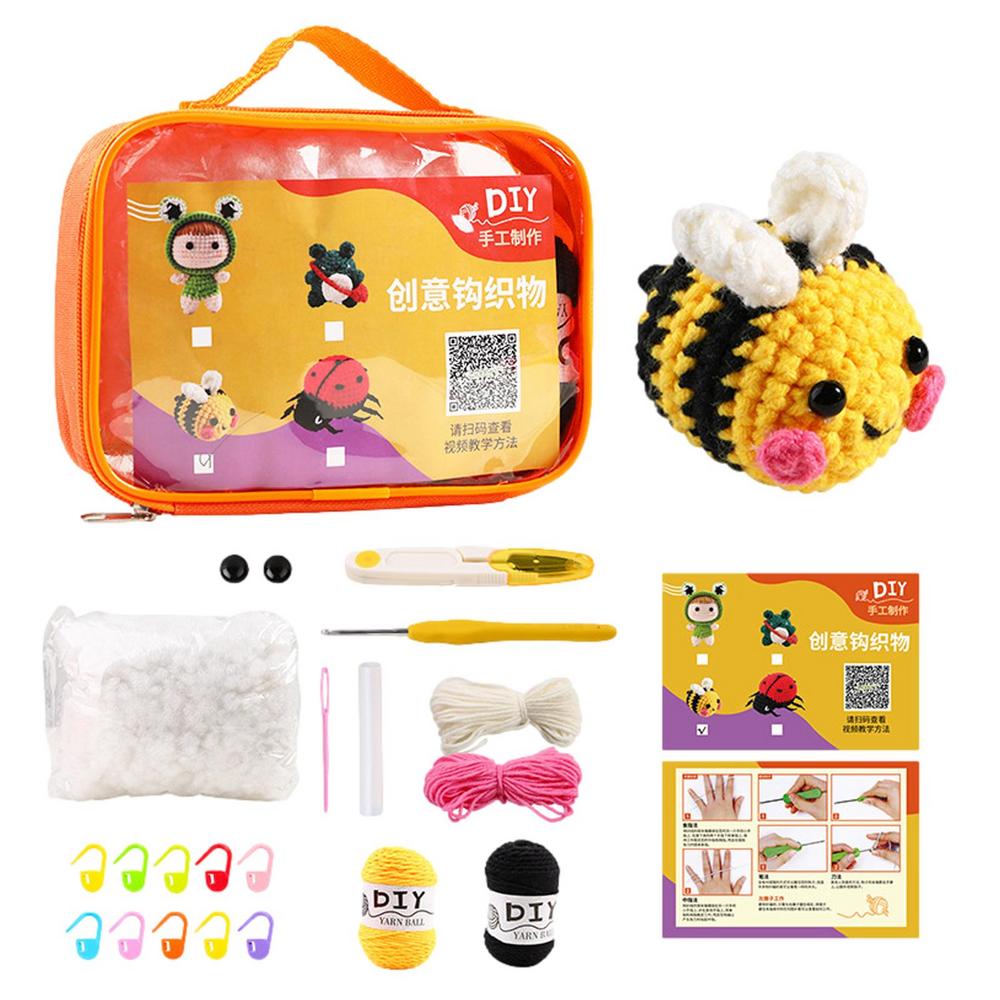 Woobles Crochet Kit For Beginners DIY Animal Woobles Crochet Kit For Beginners Knitting Kit With Easy Peasy Yarn Beginner Animal: WHITE